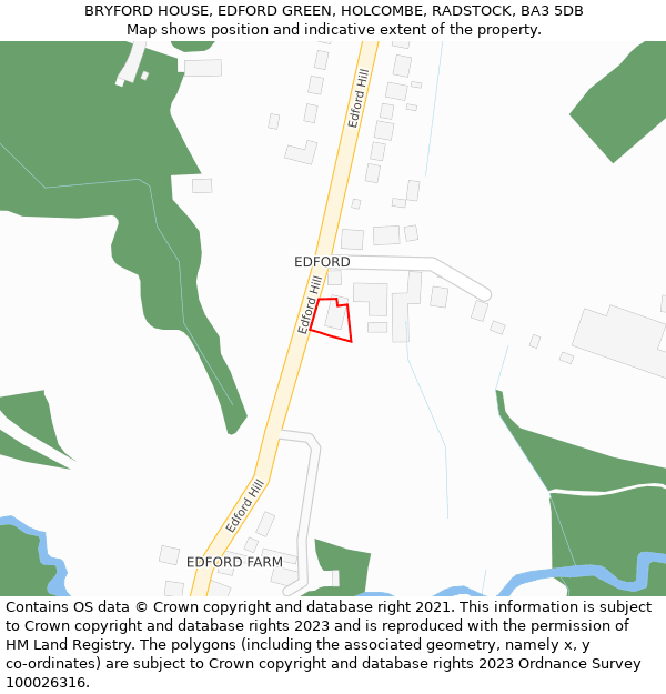 BRYFORD HOUSE, EDFORD GREEN, HOLCOMBE, RADSTOCK, BA3 5DB: Location map and indicative extent of plot