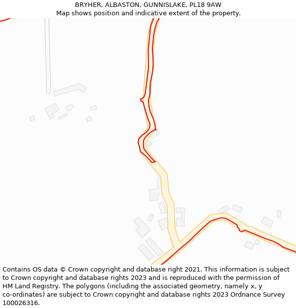 BRYHER, ALBASTON, GUNNISLAKE, PL18 9AW: Location map and indicative extent of plot