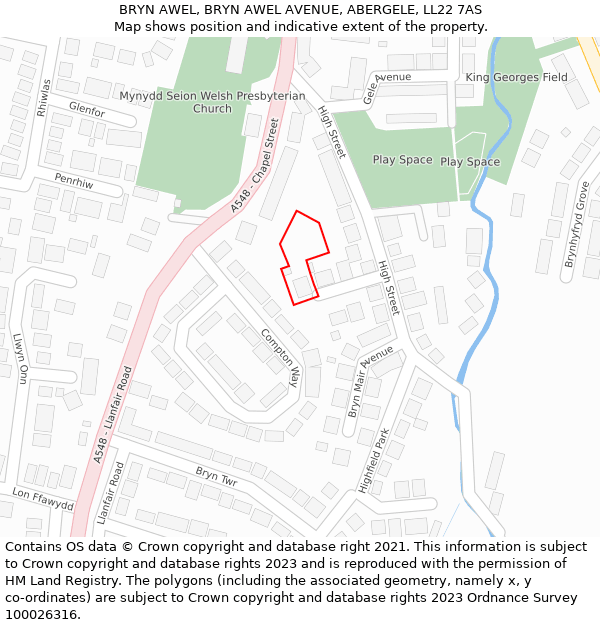 BRYN AWEL, BRYN AWEL AVENUE, ABERGELE, LL22 7AS: Location map and indicative extent of plot