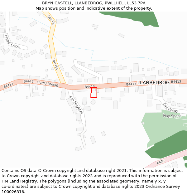 BRYN CASTELL, LLANBEDROG, PWLLHELI, LL53 7PA: Location map and indicative extent of plot