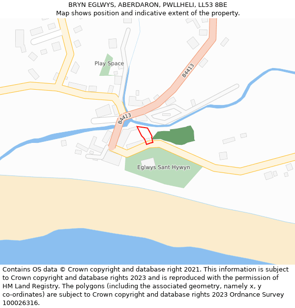 BRYN EGLWYS, ABERDARON, PWLLHELI, LL53 8BE: Location map and indicative extent of plot