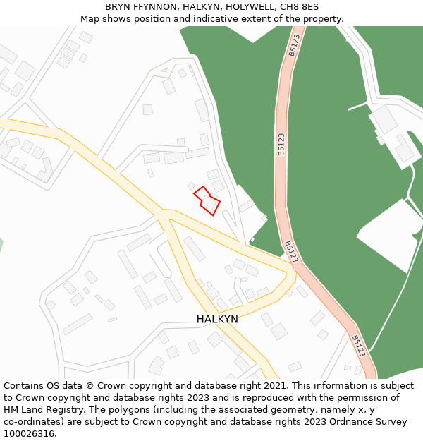 BRYN FFYNNON, HALKYN, HOLYWELL, CH8 8ES: Location map and indicative extent of plot