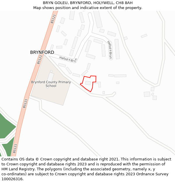 BRYN GOLEU, BRYNFORD, HOLYWELL, CH8 8AH: Location map and indicative extent of plot