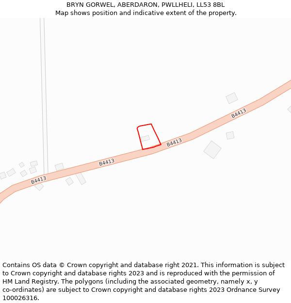 BRYN GORWEL, ABERDARON, PWLLHELI, LL53 8BL: Location map and indicative extent of plot