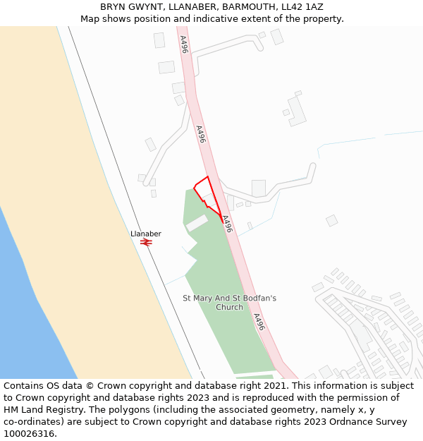 BRYN GWYNT, LLANABER, BARMOUTH, LL42 1AZ: Location map and indicative extent of plot