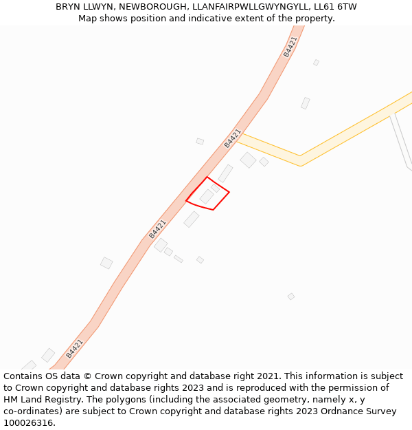 BRYN LLWYN, NEWBOROUGH, LLANFAIRPWLLGWYNGYLL, LL61 6TW: Location map and indicative extent of plot