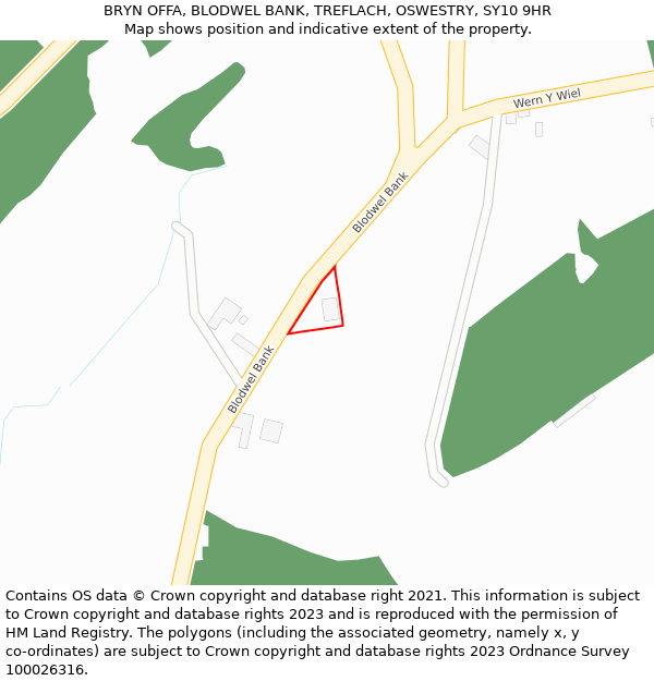 BRYN OFFA, BLODWEL BANK, TREFLACH, OSWESTRY, SY10 9HR: Location map and indicative extent of plot
