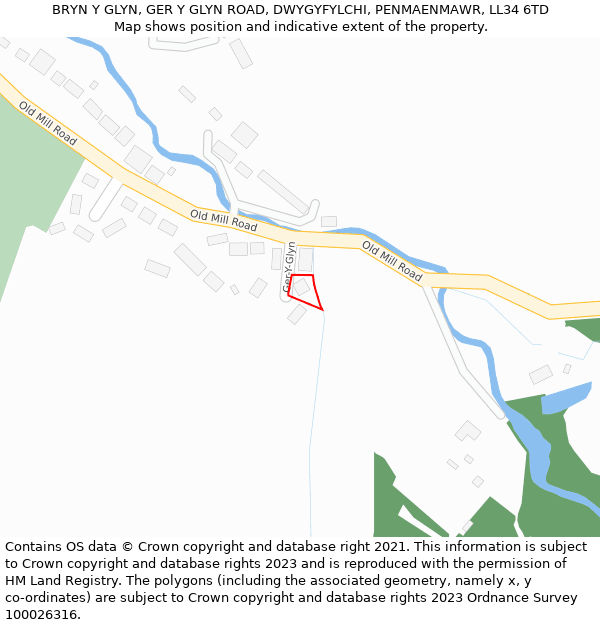 BRYN Y GLYN, GER Y GLYN ROAD, DWYGYFYLCHI, PENMAENMAWR, LL34 6TD: Location map and indicative extent of plot