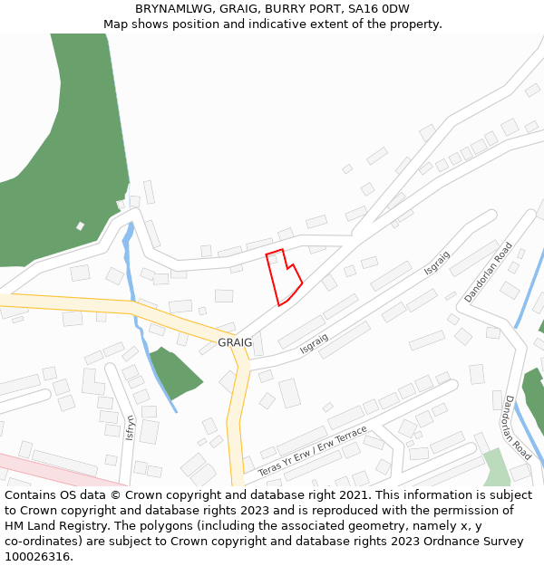 BRYNAMLWG, GRAIG, BURRY PORT, SA16 0DW: Location map and indicative extent of plot