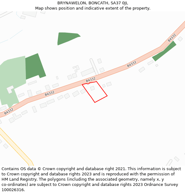 BRYNAWELON, BONCATH, SA37 0JL: Location map and indicative extent of plot