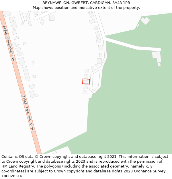 BRYNAWELON, GWBERT, CARDIGAN, SA43 1PR: Location map and indicative extent of plot