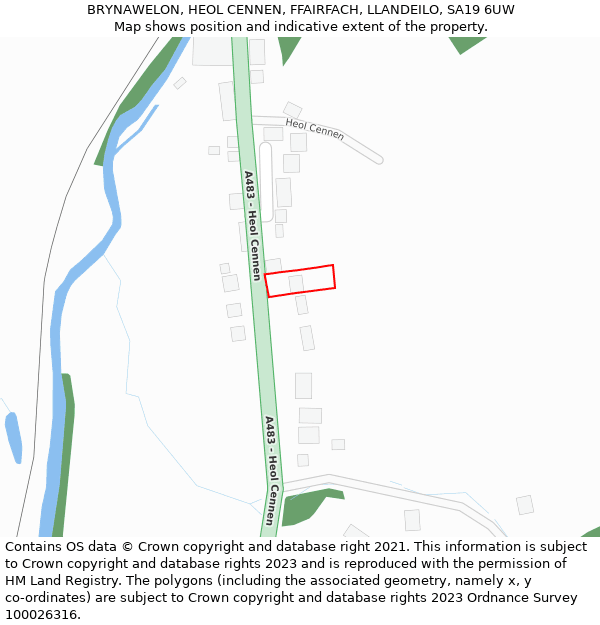 BRYNAWELON, HEOL CENNEN, FFAIRFACH, LLANDEILO, SA19 6UW: Location map and indicative extent of plot