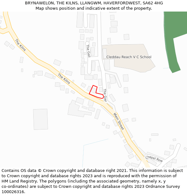 BRYNAWELON, THE KILNS, LLANGWM, HAVERFORDWEST, SA62 4HG: Location map and indicative extent of plot