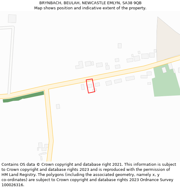 BRYNBACH, BEULAH, NEWCASTLE EMLYN, SA38 9QB: Location map and indicative extent of plot