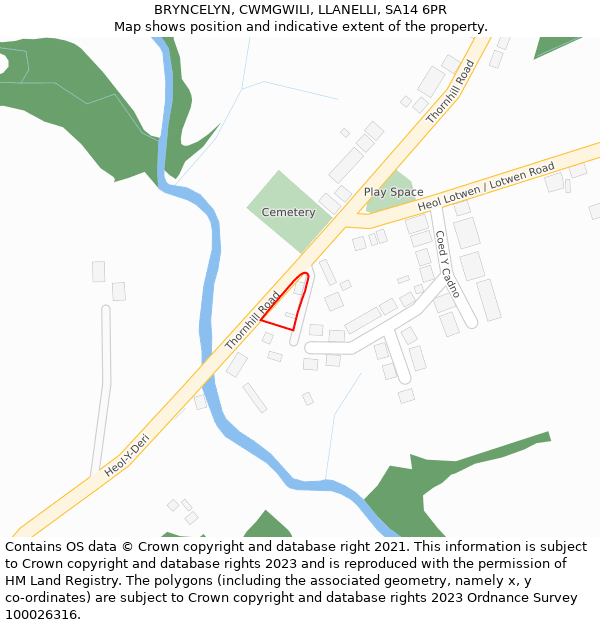 BRYNCELYN, CWMGWILI, LLANELLI, SA14 6PR: Location map and indicative extent of plot