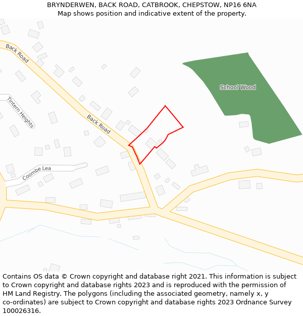 BRYNDERWEN, BACK ROAD, CATBROOK, CHEPSTOW, NP16 6NA: Location map and indicative extent of plot