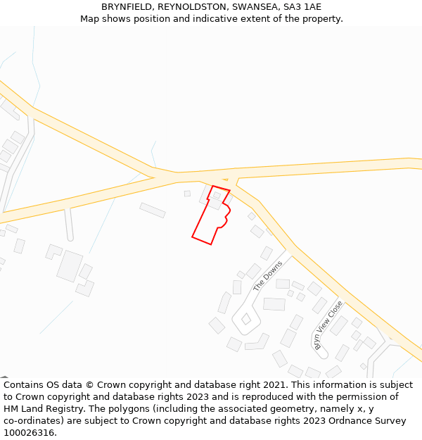 BRYNFIELD, REYNOLDSTON, SWANSEA, SA3 1AE: Location map and indicative extent of plot