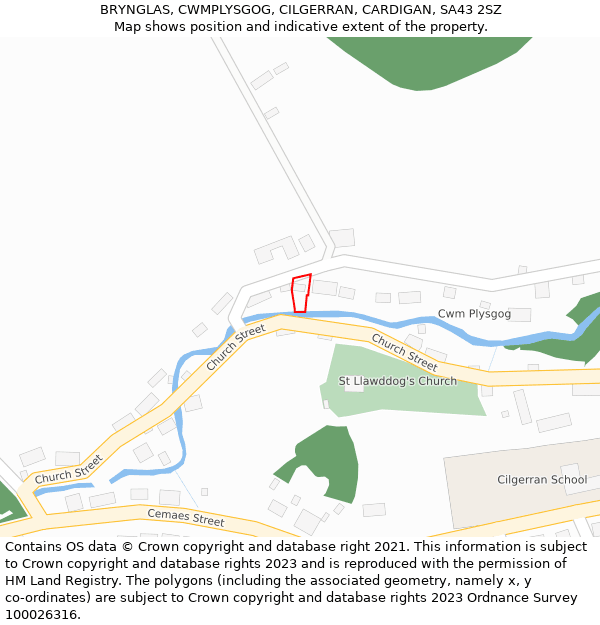 BRYNGLAS, CWMPLYSGOG, CILGERRAN, CARDIGAN, SA43 2SZ: Location map and indicative extent of plot