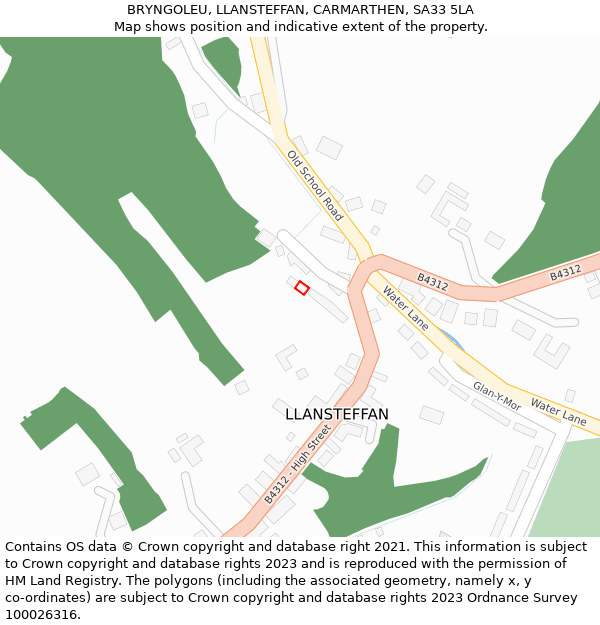 BRYNGOLEU, LLANSTEFFAN, CARMARTHEN, SA33 5LA: Location map and indicative extent of plot