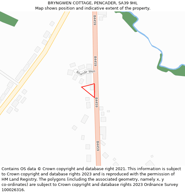 BRYNGWEN COTTAGE, PENCADER, SA39 9HL: Location map and indicative extent of plot