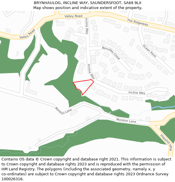 BRYNHAULOG, INCLINE WAY, SAUNDERSFOOT, SA69 9LX: Location map and indicative extent of plot