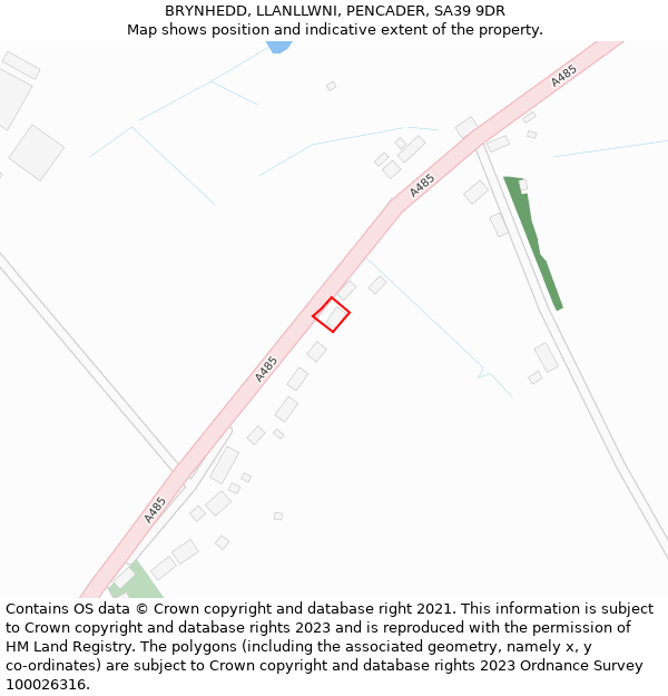 BRYNHEDD, LLANLLWNI, PENCADER, SA39 9DR: Location map and indicative extent of plot