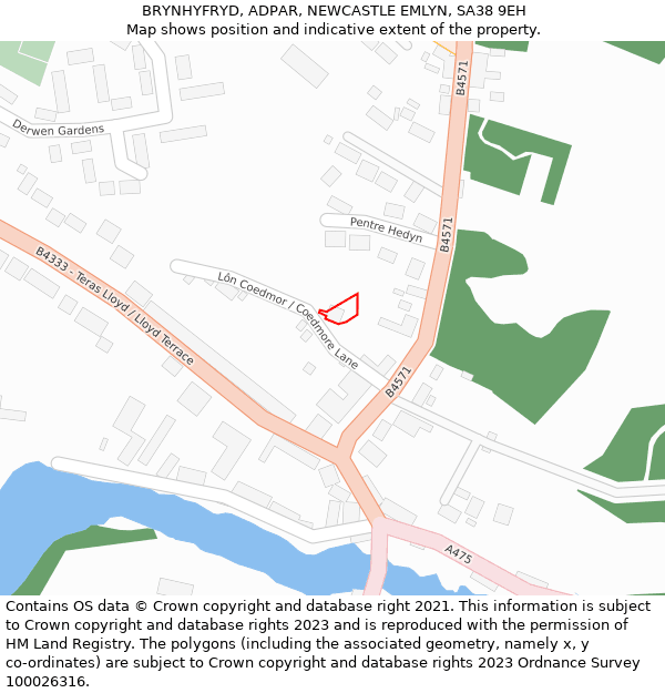 BRYNHYFRYD, ADPAR, NEWCASTLE EMLYN, SA38 9EH: Location map and indicative extent of plot