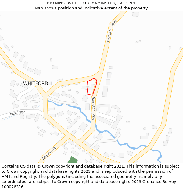 BRYNING, WHITFORD, AXMINSTER, EX13 7PH: Location map and indicative extent of plot