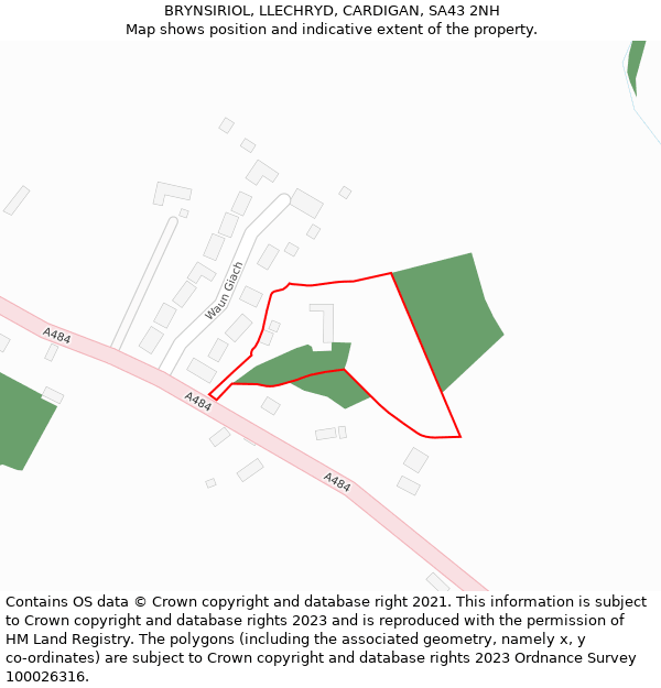 BRYNSIRIOL, LLECHRYD, CARDIGAN, SA43 2NH: Location map and indicative extent of plot