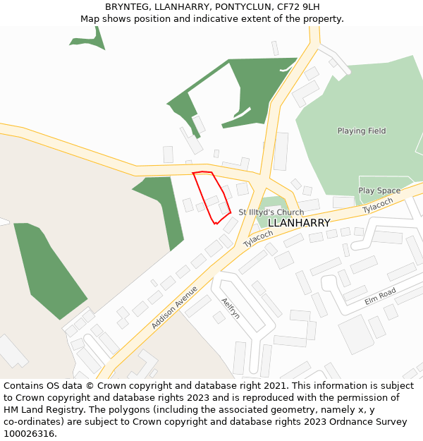 BRYNTEG, LLANHARRY, PONTYCLUN, CF72 9LH: Location map and indicative extent of plot