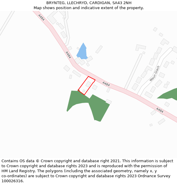 BRYNTEG, LLECHRYD, CARDIGAN, SA43 2NH: Location map and indicative extent of plot