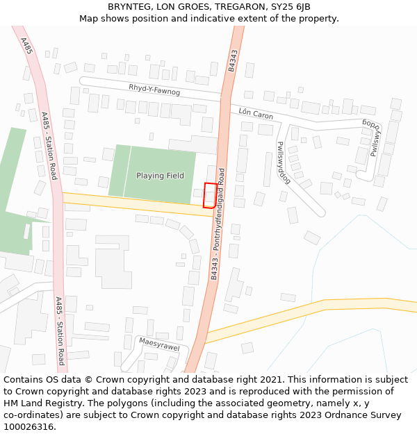 BRYNTEG, LON GROES, TREGARON, SY25 6JB: Location map and indicative extent of plot