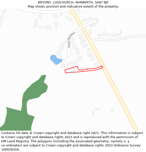 BRYONY, LUDCHURCH, NARBERTH, SA67 8JF: Location map and indicative extent of plot