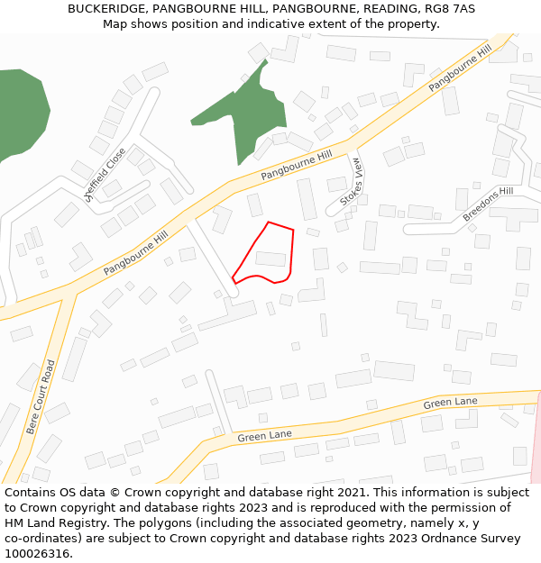 BUCKERIDGE, PANGBOURNE HILL, PANGBOURNE, READING, RG8 7AS: Location map and indicative extent of plot