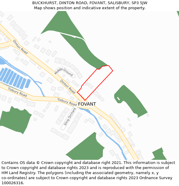 BUCKHURST, DINTON ROAD, FOVANT, SALISBURY, SP3 5JW: Location map and indicative extent of plot