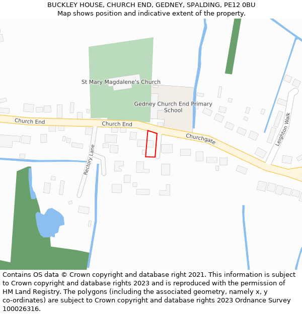 BUCKLEY HOUSE, CHURCH END, GEDNEY, SPALDING, PE12 0BU: Location map and indicative extent of plot