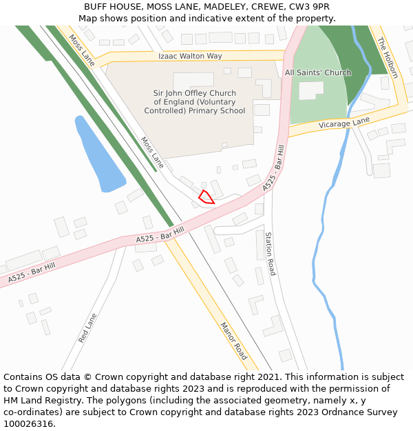 BUFF HOUSE, MOSS LANE, MADELEY, CREWE, CW3 9PR: Location map and indicative extent of plot