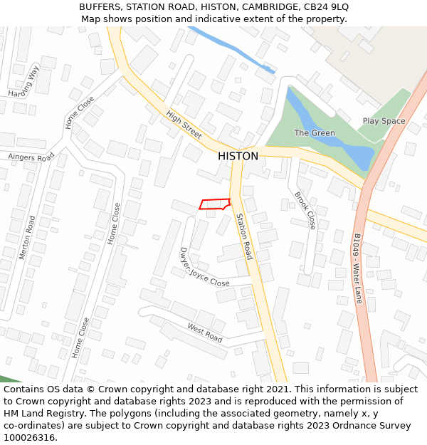 BUFFERS, STATION ROAD, HISTON, CAMBRIDGE, CB24 9LQ: Location map and indicative extent of plot