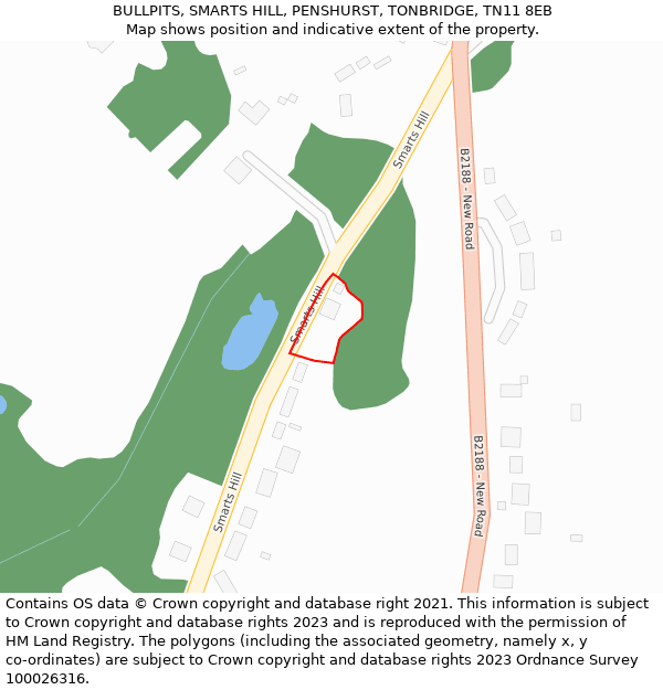 BULLPITS, SMARTS HILL, PENSHURST, TONBRIDGE, TN11 8EB: Location map and indicative extent of plot