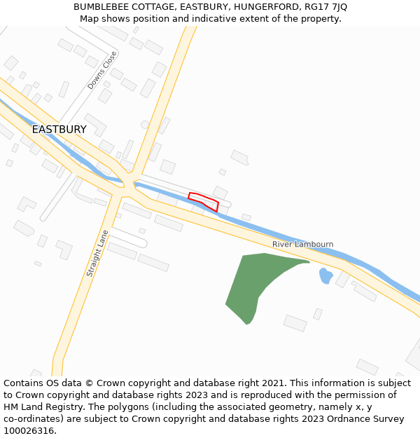 BUMBLEBEE COTTAGE, EASTBURY, HUNGERFORD, RG17 7JQ: Location map and indicative extent of plot