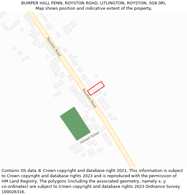 BUMPER HALL PENN, ROYSTON ROAD, LITLINGTON, ROYSTON, SG8 0RL: Location map and indicative extent of plot
