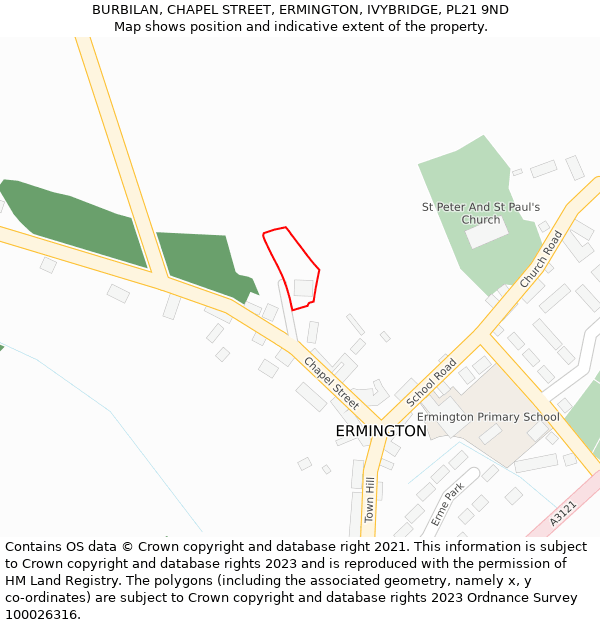 BURBILAN, CHAPEL STREET, ERMINGTON, IVYBRIDGE, PL21 9ND: Location map and indicative extent of plot