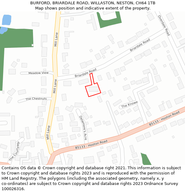 BURFORD, BRIARDALE ROAD, WILLASTON, NESTON, CH64 1TB: Location map and indicative extent of plot