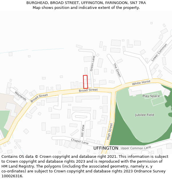 BURGHEAD, BROAD STREET, UFFINGTON, FARINGDON, SN7 7RA: Location map and indicative extent of plot