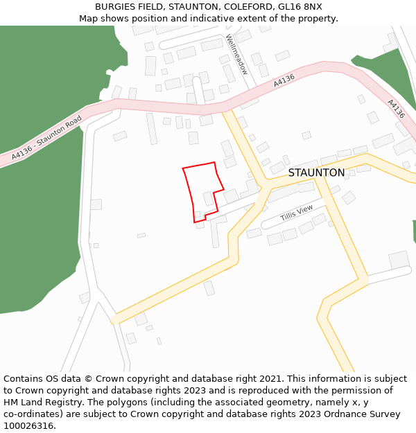 BURGIES FIELD, STAUNTON, COLEFORD, GL16 8NX: Location map and indicative extent of plot