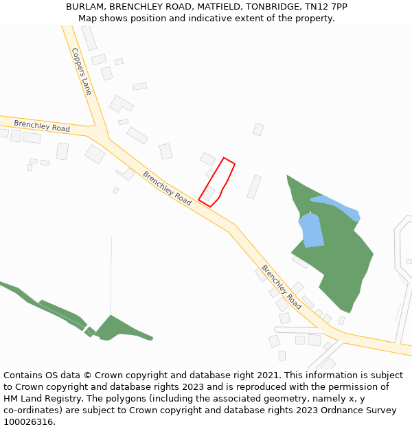 BURLAM, BRENCHLEY ROAD, MATFIELD, TONBRIDGE, TN12 7PP: Location map and indicative extent of plot