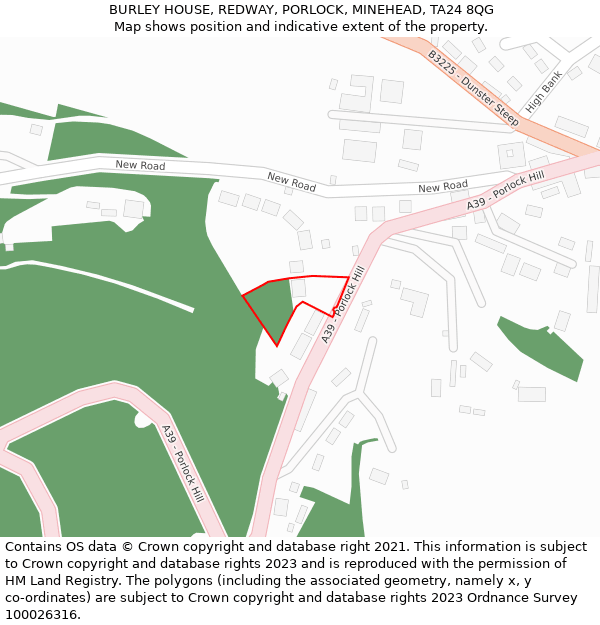BURLEY HOUSE, REDWAY, PORLOCK, MINEHEAD, TA24 8QG: Location map and indicative extent of plot