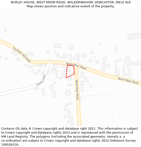 BURLEY HOUSE, WEST MOOR ROAD, WALKERINGHAM, DONCASTER, DN10 4LR: Location map and indicative extent of plot