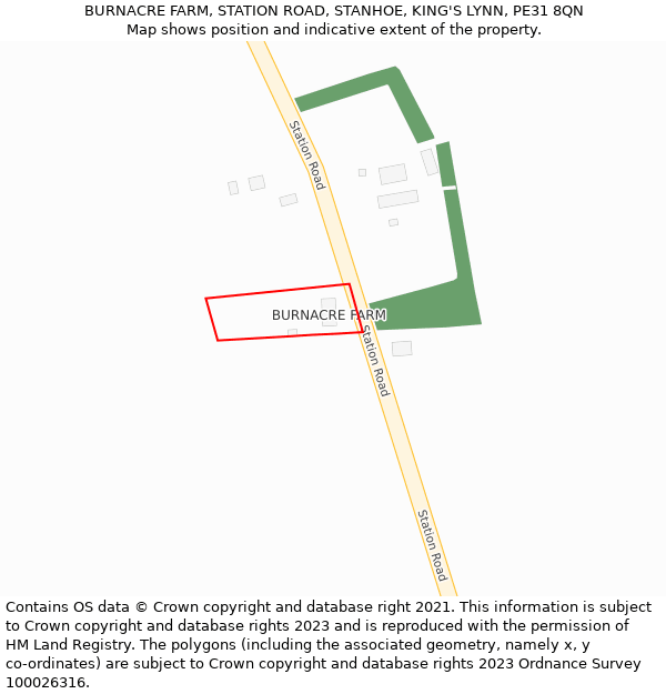 BURNACRE FARM, STATION ROAD, STANHOE, KING'S LYNN, PE31 8QN: Location map and indicative extent of plot