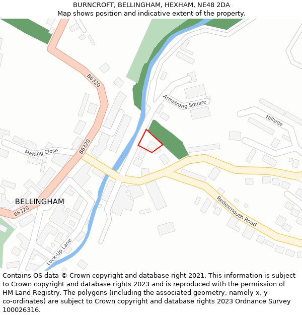 BURNCROFT, BELLINGHAM, HEXHAM, NE48 2DA: Location map and indicative extent of plot